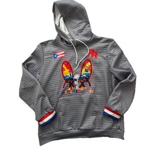 Benito Bowl 94 Hoodie XL Gray Quilted Puerto Rico PR Graphic Sweatshirt Unisex